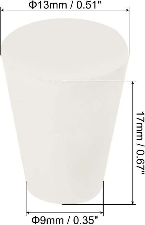 MECCANIXITY Rubber Tapered Plug 9mm to 13mm Solid Test Tubes Bungs Stopper White for Lab Home 10 Pieces