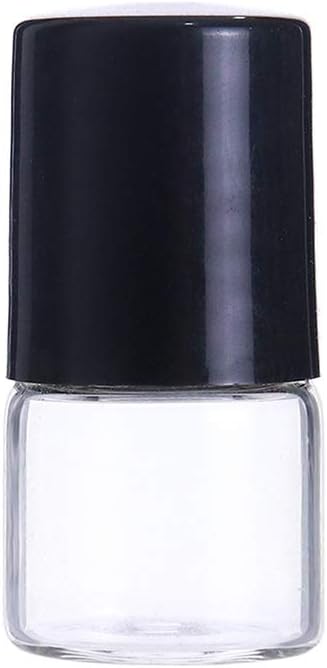 USRommaner 50 Pack 1ml 1/4 Clear Glass Sample Vials For Essential Oils,Empty Glass Roller Bottle With Stainless Steel
