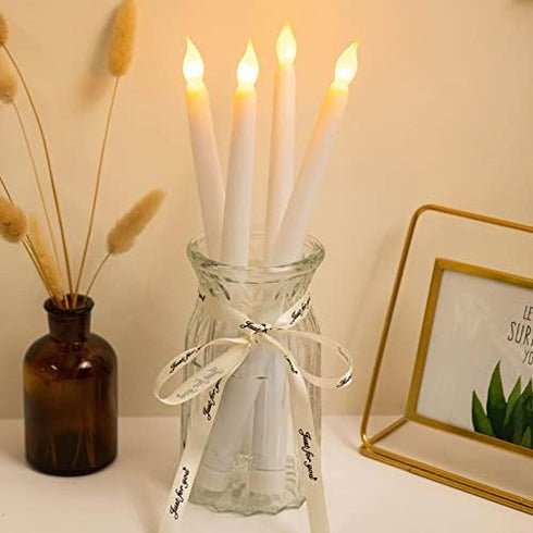 Pssopp 2pcs LED Taper Candles, Flameless Electronic Candle Light for Festivals and Parties