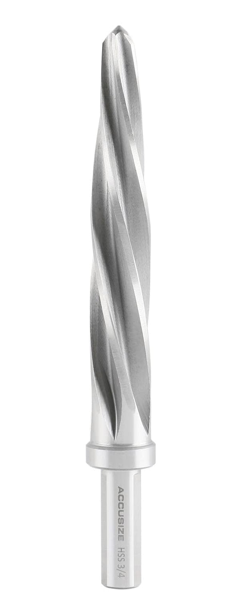 Accusize Industrial Tools HSS Spiral Flute Aligning Reamer, 3/4'' Cutting Diameter, 1/2'' Shank Diameter