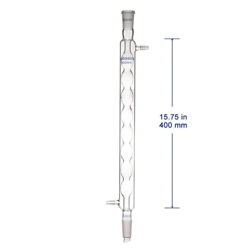Borosilicate Glass Allihn Condenser with 24/40 Joint, 400mm Jacket Length Lab Glass Condenser