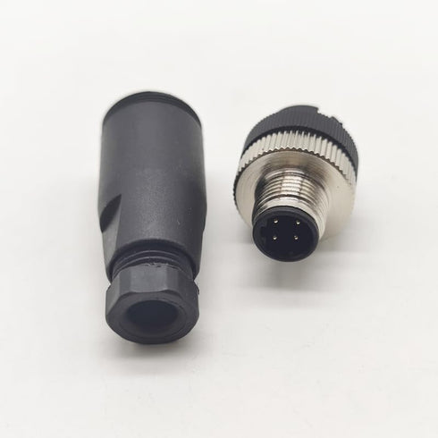 2Pcs M12 4 Pin Male Circular Connector, D Code Industrial IP67 Waterproof Sensor Straight Type Adapter