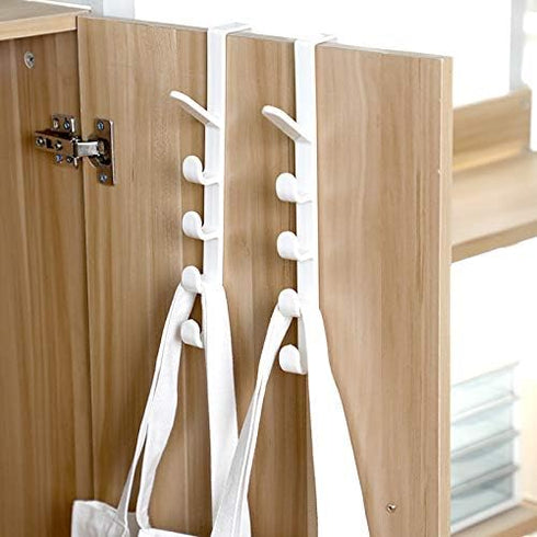 canjoyn 5 Layers Over The Door Hook Organizer Rack - Pack of 2 Hanger for Backpack Handbag (White)