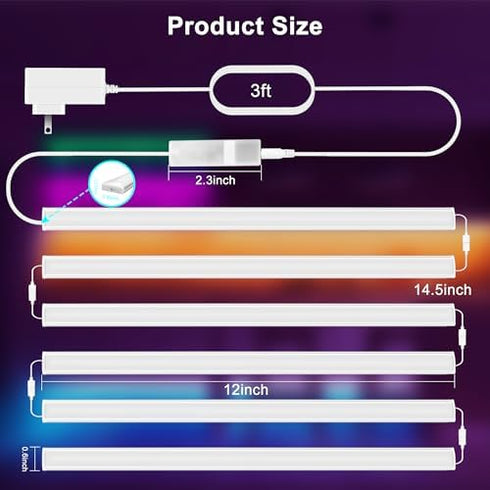 6 12 Inch Counter Dimmable Counter, maylit Smart Under Cabinet Lights Plug in, Pcs Ultra Thin Under Cabinet Lighting