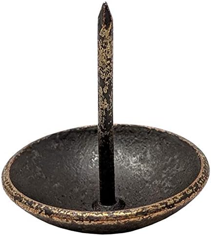 Premium Upholstery Tacks, 1-inch Diameter Nailhead Pins, Large Decorative Trim for Furniture (50, Dark Antique Brass)