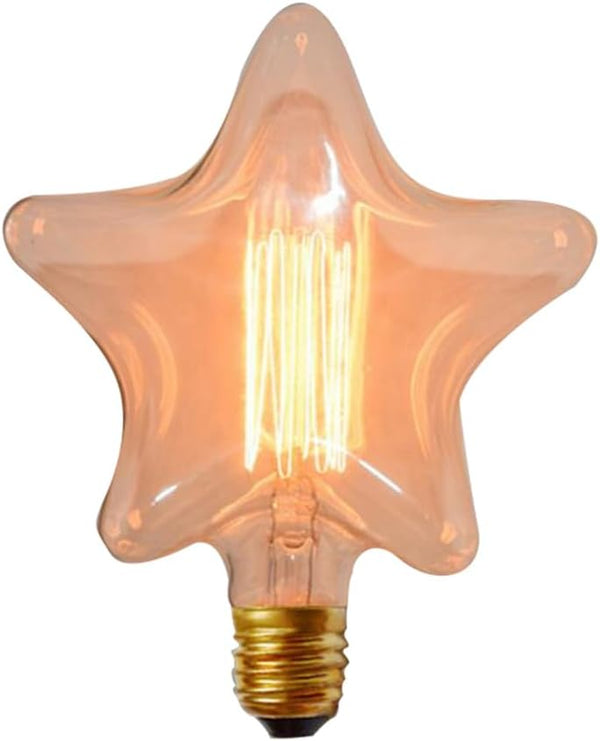 Uonlytech Outdoor Decor Outdoor Pendant Light Vintage Light Bulb Star Shaped Light