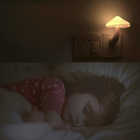2 Pack 7-Color AUSAYE LED Cute Mushroom Night Light Plug into Wall Lamp Changing Sensor Night Lights for Kids Adults
