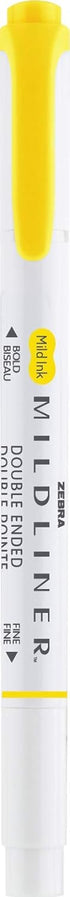 Zebra Pen Mildliner Double-Ended Highlighter Marker Set, 12-Pack, No Bleed Mild Lemon Yellow Ink, Broad & Fine Tips