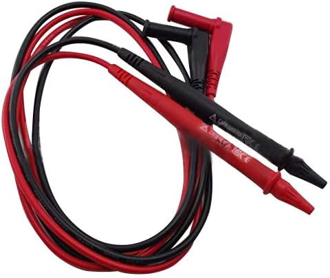 Retractable PVC Tip Test Lead Set, Right Angle, Adjustable Length in Red and Black
