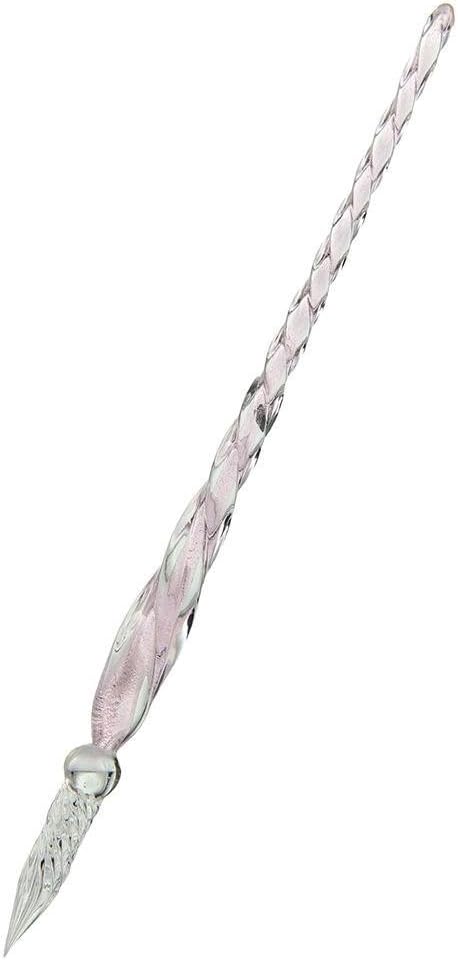 Vintage Handmade Glass Dip Pen Set, Elegant Crystal Signature Pen Gift (Light Pink)
