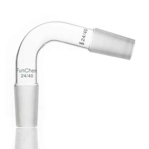 75 Degree Bent Distillation Adapter, Borosilicate Glass Laboratory Adapter with 24/40 Inner Joints
