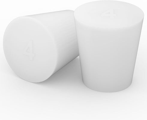 Silicone Rubber Stopper (10-Pack, Size 4#) Tapered White Stoppers for Laboratory Sealing