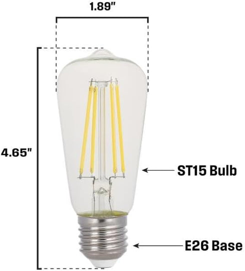 5363000 8 (100 ST15 Dimmable Bulb, Westinghouse Lighting Watt Watt Equivalent) Clear Filament LED Light Medium Base