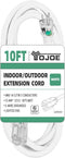 YOJOE 10 ft Outdoor Extension Cord - 14 Gauge 3 Prong SJTW Heavy Duty Waterproof Power Cable for Yard