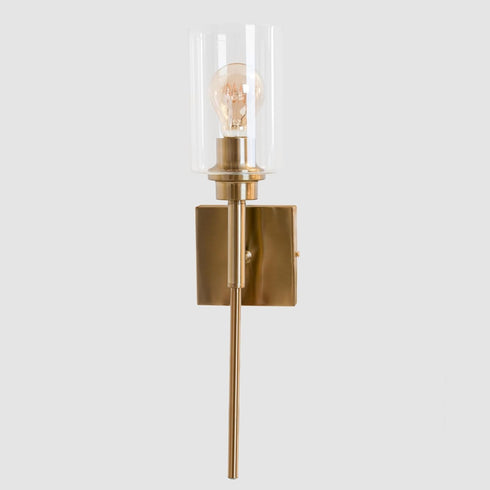 AUGE LIGHT Gold Wall Light, Brushed Bathroom Vanity Light with Clear Glass