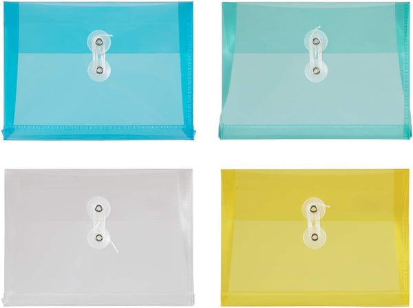 Index Plastic Envelopes, 24 Count Button & String Tie Closure, #6 Mini Index Size, Assorted Colors