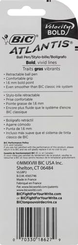 Bic Atlantis Velocity Bold Ball Pen, Black, Pack of 2