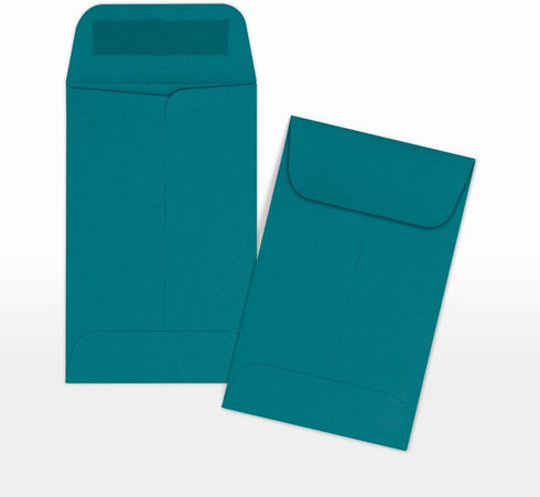 LUXPaper #1 Coin Envelopes, 2 1/4" x 3 1/2", Teal, 80lb Text, 50 Qty