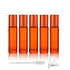 5 Pack 10ml Colorful Frosted Glass Roll On Bottles, Empty Essential Oil Glass Roller Bottle with Stainless Steel Roller