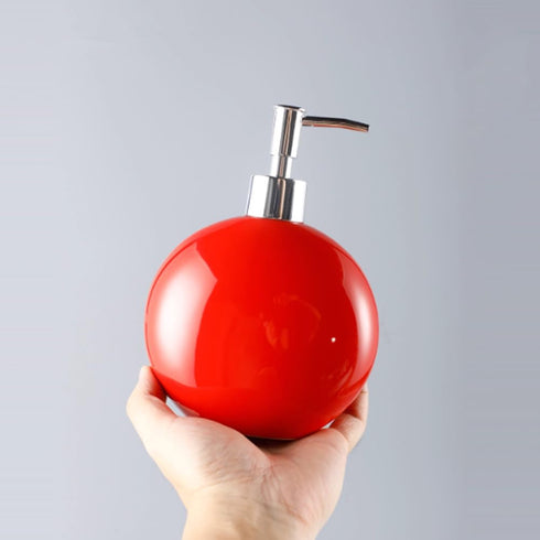 SELLONWANELO Luxury Ceramic Hand Sanitizer Press Bottle Home/Hotel Shampoo Shower Gel Lotion Bottle (Red)