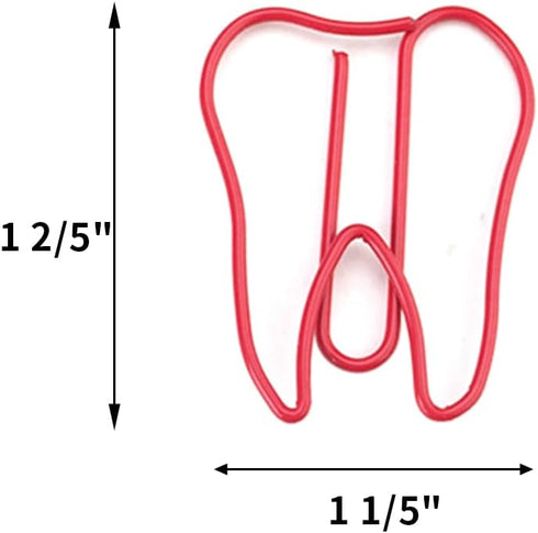 Muka 100 PCS Red Tooth Paper Clips, Cute Paper Clips for Bookmark Vinyl Coated Paperclips for Document Organizing, 1 2/5"L x 1 1/5"W by Muka