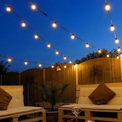 RYKUG 50FT 27 G40 Bulbs (2 LED Outdoor String Lights with Spare) Connectable Yard Hanging Lights for Party Tents Patio