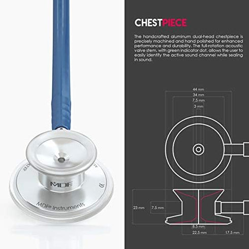 Chestpiece-Headset, MDF747XP04 MDF Instruments, Acoustica Lightweight Stethoscope for Doctors, Nurses, Students, Home