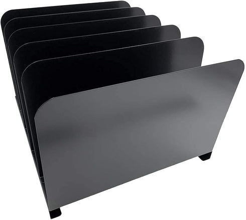 Huron Desktop File Organizer - Vertical 5 Slot, Black Commercial Grade Steel for Office Use