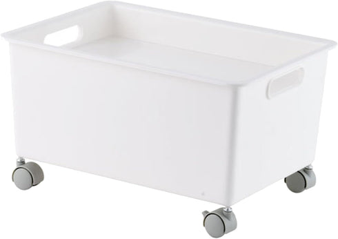 Cyrank Rolling Crate, Portable Rolling Shopping Cart Movable PP Utility Crate Basket on