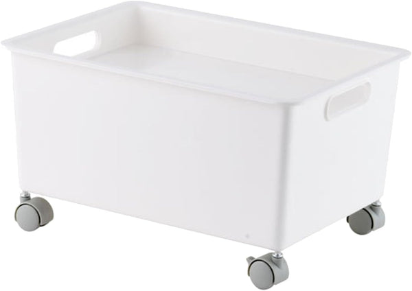 Cyrank Rolling Crate, Portable Rolling Shopping Cart Movable PP Utility Crate Basket on
