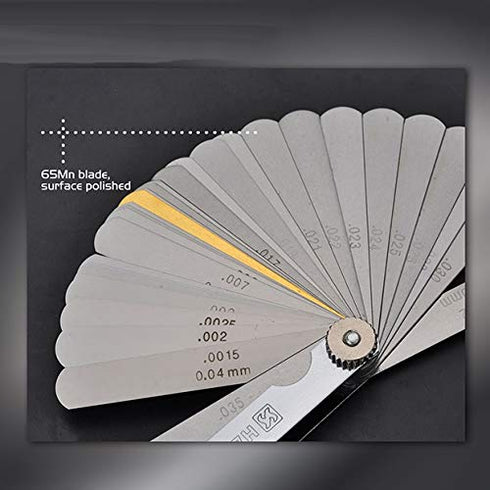 Edward Tools Harden 32 Piece Feeler Gauge Set - Metric/Inch - (0.04-0.88 mm) - Thickness Gauge Measuring Tool for Spark Plug, Guitar, 3 D Printing - Metal Shims - Easy Read Numbers (1)