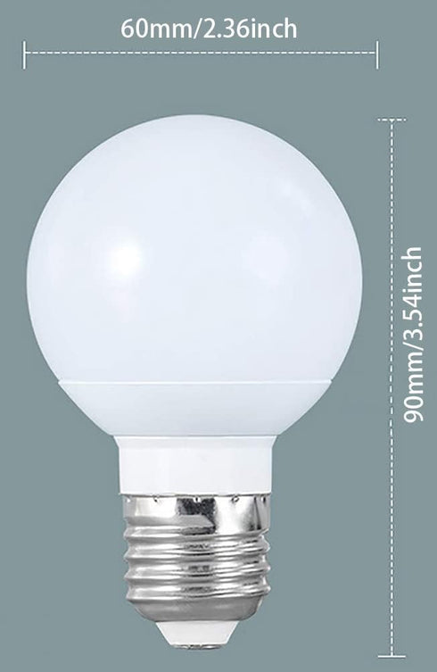 E26 Bulb G19/G60 6W Bulb(50W Bulb E26 3000K AC85-265V 4 Pack Globe LED Light Vanity Light Equivalent) Round Makeup