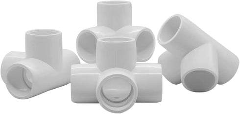 1-1/2“ Tee PVC Fitting 4 Way Elbow Connector, 90 Degree Side Outlet, PVC Corner Fittings for Furniture Building (Pack