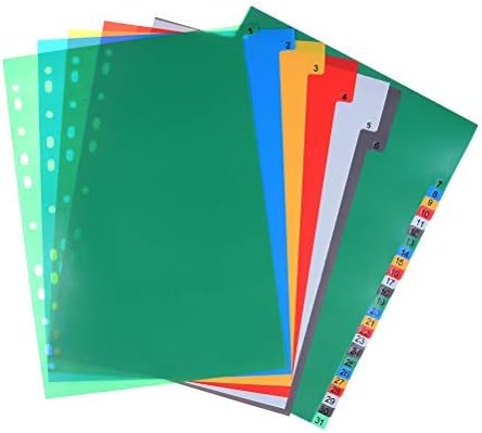 Extra Wide Index Dividers, 31 Pieces Assorted Color 6-Tab Extended Insert Indexes Binder Tab Insertable Dividers