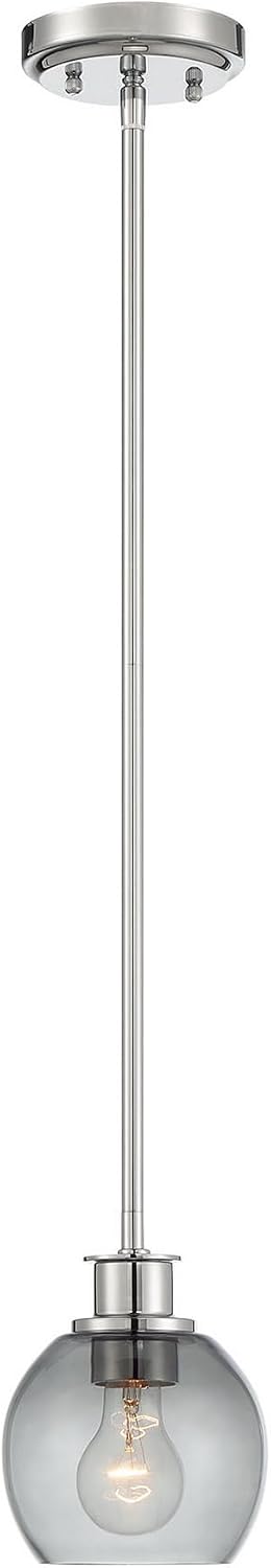 17052 1-Light Minka Lavery Chrome Mini Pendant with Smoked Glass
