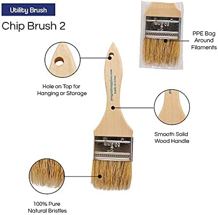 Pro Grade Chip Paint Brushes, 12 Ea 2 Inch Light Brown Chip Paint Brush