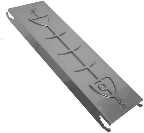 Stainless steel flame salmon holder for fire bowls and kettle barbecues, offering adjustable tilt angles and dishwasher