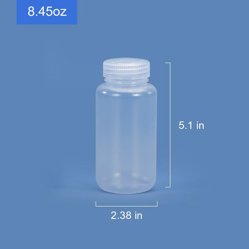 8.4 oz Wide Mouth Lab Reagent Bottle, Laboratory Grade Chemical Container, Sealed Leak-proof Clear PP Bottle, Pill Bottle, Water Sample Bottle(2 Pcs) by UMETASS