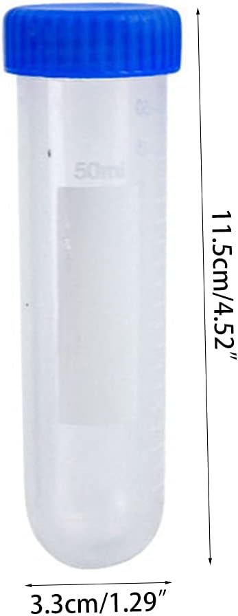 YS0911 50mL 3Pcs/Pack 50ml Professional Centrifuge Tubes Kit with Writable White Tabs Leak-Proof Screw Caps Clear Lab