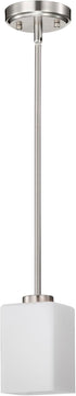 4 1-Light Edvivi Brushed Nickel Pendant Light, in. Mini Hanging Light Fixture with Square Shaped White Glass Shade