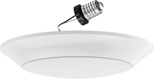 Diodesy- 7-Inch Round Flush Mount Disk Hardwire Light Fixture Retrofit Ceiling White