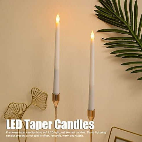 Pssopp 2pcs LED Taper Candles, Flameless Electronic Candle Light for Festivals and Parties