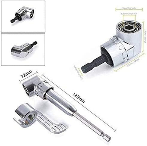 105 Degree Right Angle Driver Angle Extension Bit Kit, 1/4 inch Flexible Power Screwdriver Drill Attachment for