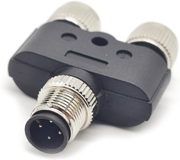 M12 Y Type Connector, 4 Pin 1 Male to 2 Female A Code Unshielded Adapter for Industrial Circular Sensor IP67