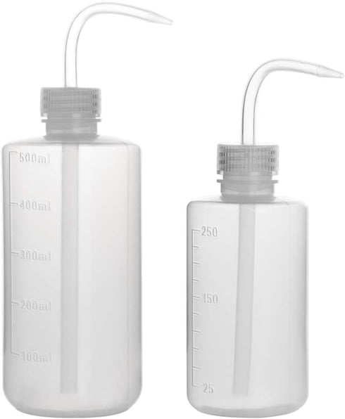 stonylab 2-Pack Chemical Wash Bottle, Plastic Safety Lab Squeeze Wash Bottle, LDPE Narrow Mouth, 250 ml (8 oz) and 500