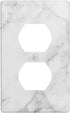Decorative White Gray Marble Duplex Outlet Cover Plate for Bathroom Kitchen Bedroom, 4.5" x 2.76" (Plastic)