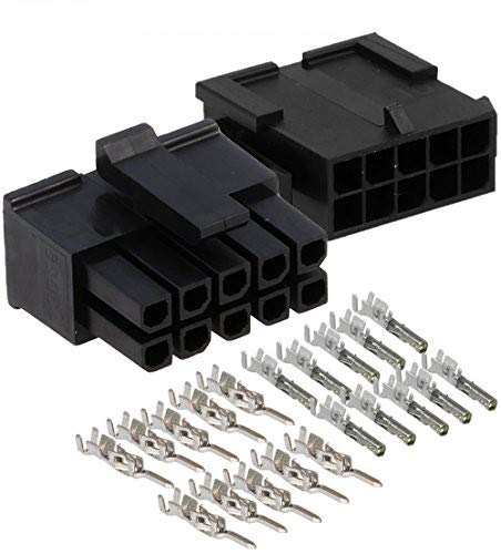Molex Micro-Fit 3.0 Dual Row Male & Female Receptacle Plug, 10 Circuits, Pack of 1 Complete Set with Terminal Sockets