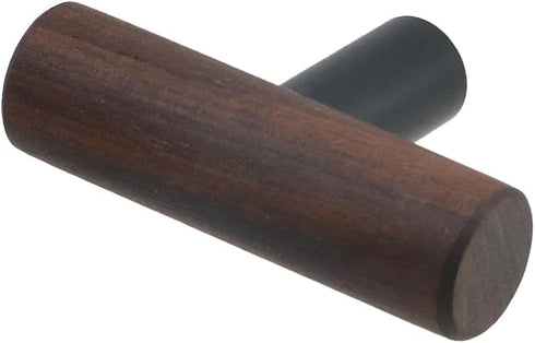 4-Pack 1.97" Antrader Walnut Wood Drawer Pulls, Single Hole T Kitchen/Wardrobe/Cabinet Door Pull Handle with Mounting