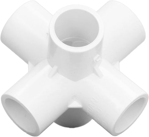 10PCS PVC Plastic Pipe Connector, 6 Way Elbow Fittings for 25mm Inner Diameter Pipe (White)