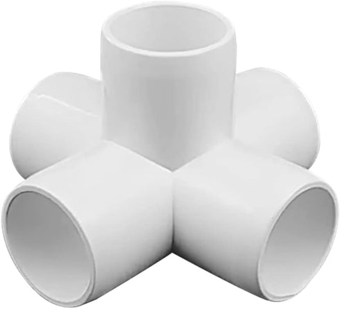 2 Inch Tee PVC Fitting, 5 Way Elbow Connector for Furniture Grade 90 Degree Side Outlet, Pack of 4